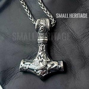 Viking Wolf Necklace with Thor Hammer Pendant