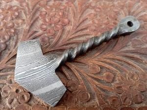 Personalized Hand Forged Damascus Steel Mjolnir Pendant