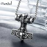 Viking Thor's Hammer Necklace with Skull Pendant