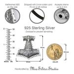 Large Thor's Hammer Mjolnir Necklace in Silver