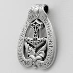 Sterling Silver Thor Mjolnir Dragon Pendant