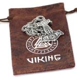 Viking Wolf Thor's Hammer Necklace with Vegvisir Pendant