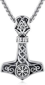 Sterling Silver Thor Hammer Necklace for Men