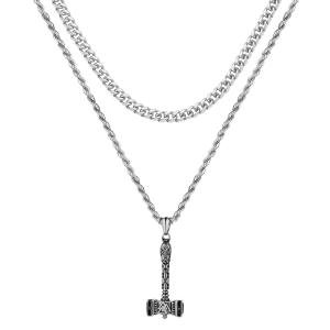 Men's Viking Thor's Hammer Mjolnir Pendant Necklace