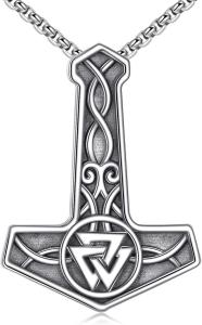 Mjolnir Thor's Hammer Pendant Necklace in Silver
