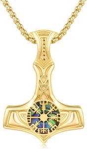 Gold Plated Viking Thor's Hammer Pendant Necklace
