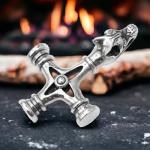 Viking Wolf Cross Necklace in 925 Silver