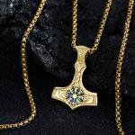 Gold Plated Viking Thor's Hammer Pendant Necklace