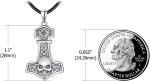 Thor Hammer Skull Pendant Necklace in Sterling Silver