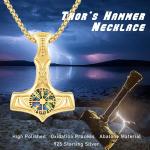 Gold Plated Viking Thor's Hammer Pendant Necklace