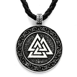 Men's Viking Talisman Necklace with Mjolnir and Wolf