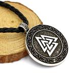 Men's Viking Talisman Necklace with Mjolnir and Wolf