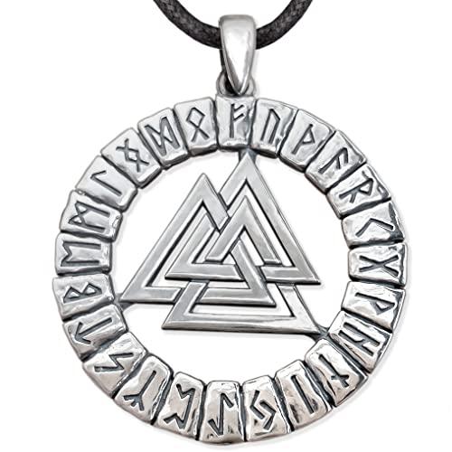Valknut Viking Pendant Necklace in Sterling Silver