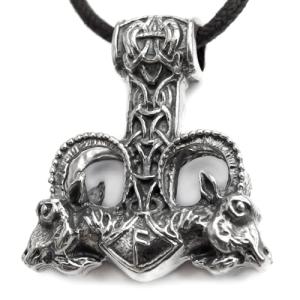 Large Thor's Hammer Mjolnir Necklace in Silver