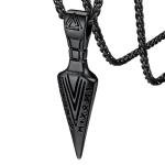 Viking Spear Head Pendant Necklace with Valknut Charm