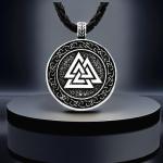 Men's Viking Talisman Necklace with Mjolnir and Wolf