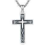 Celtic Cross Necklace with Valknut and Runes