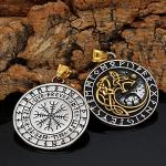 Norse Yggdrasil Wolf Rune Necklace with Valknut Bag