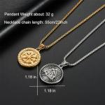 Viking Runes Necklace with Valknut Pendant for Men