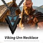 Black Viking Arrow Urn Necklace in Sterling Silver