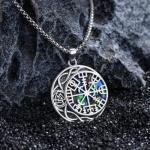 Viking Compass Valknut Necklace with Abalone Shell