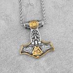 Viking Thor Hammer Necklace with Vegvisir Pendant