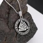 Viking Valknut Turtledove Necklace with Rune Pendant