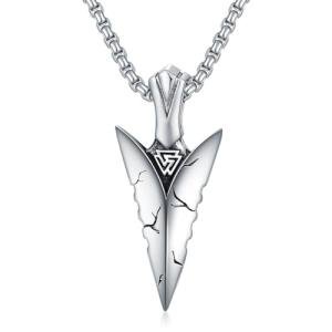Sterling Silver Viking Arrowhead Necklace for Men