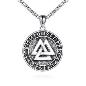 Viking Valknut Pendant Necklace in Sterling Silver