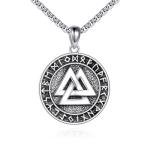 Viking Valknut Pendant Necklace in Sterling Silver