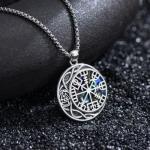 Viking Compass Valknut Necklace with Abalone Shell