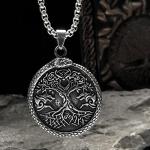 Viking Valknut Yggdrasil Wolf Pendant Necklace