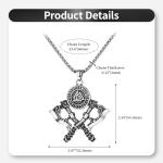 Viking Runes Valknut Axe Pendant Necklace for Men