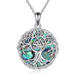 Viking Tree of Life Necklace with Valknut Pendant