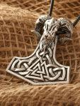 Viking Mjolnir Necklace with Goat Head Pendant