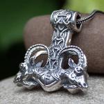 Large Thor's Hammer Mjolnir Necklace in Silver