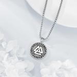 Viking Valknut Pendant Necklace in Sterling Silver