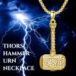 Gold Plated Thor's Hammer Necklace for Ashes