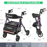 Rollator Walker with Seat for Seniors - Purple