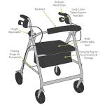 Lightweight McKesson Rollator Walker with Seat, Blue