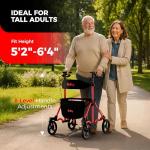 Lightweight Rollator Walker with Extra-Wide Seat