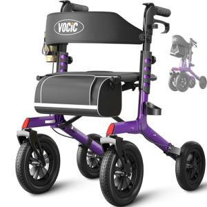 VOCIC Outdoor Walker with Seat for Seniors