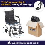Drive Medical Folding Transport Wheelchair with Footrest