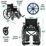Medline Folding Wheelchair with Desk-Length Arms
