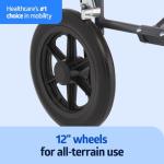 Medline Folding Steel Transport Wheelchair with 12" Wheels