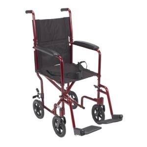 Drive Medical Lightweight Folding Wheelchair with Red Accents