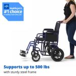 Medline Heavy Duty Bariatric Transport Chair, 500 lbs