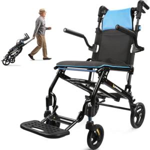 Lightweight Portable Wheelchair for Seniors - Blue
