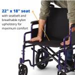 Medline Heavy Duty Bariatric Transport Chair, 500 lbs