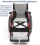 Karman S-115 Lightweight Ergonomic Wheelchair, Red